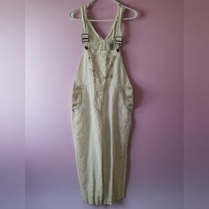VINTAGE Linen Light Green Overalls Size S 🛍️ Chadwicks Real Comfort